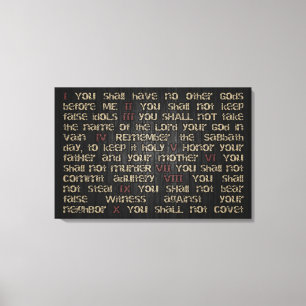 10 Commandments på mörkt trä 30" x 20" kanfassj Canvastryck