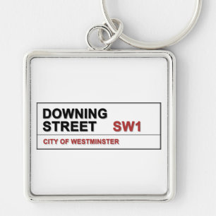 10 Downing Street London England Fyrkantig Silverfärgad Nyckelring