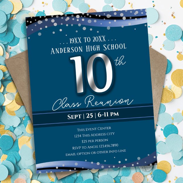 10:e Alumni High School Reunion Blue Meddelande (Skapare uppladdad)