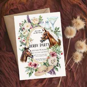 10:e årliga Derby-fest inbjudan med blommor och