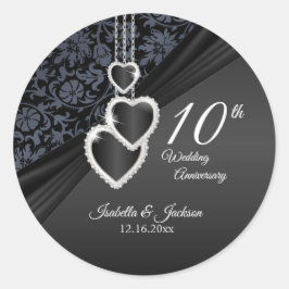 10:e årsdagen av Svarta Onyx Bröllop Runt Klistermärke