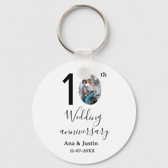 10:e årsdagen för bröllop, namn foto fet brev st nyckelring (Framsida)