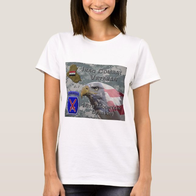 10:e bergsdiv Irak Kamp mot veteran T Shirt (Framsida)