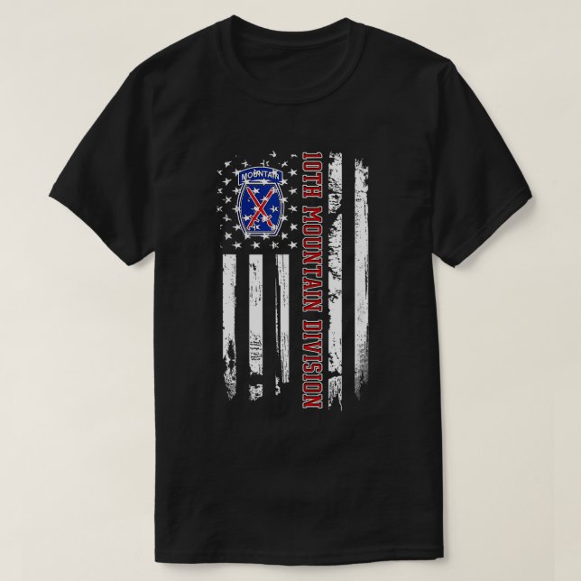 10:e bergsdivisionen Amerikanska Flagga Veteran Da T Shirt (Design framsida)
