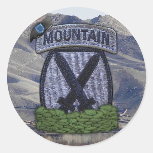 10:e bergsdivisionen Fort Drum Patch Stickers Runt Klistermärke (Framsida)