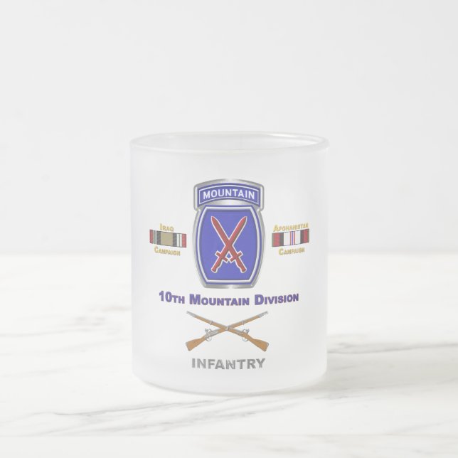 10:e bergsdivisionen Irak och Afghanistan Veteran Frostad Glasmugg (Center)