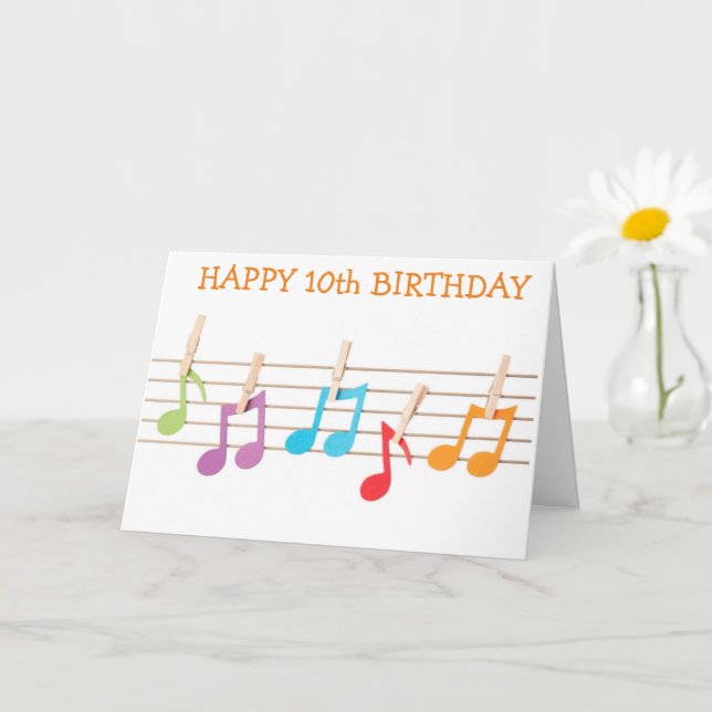 **10:e BIRTHDAY** MUSIK NOTER BIRTHDAY ÖNSKEMÅL Kort (Liten växt)