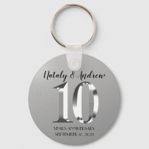10:e Bröllop-årsdagen för Metallic Silver Nyckelring