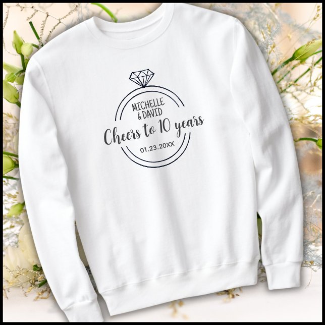 10:e Bröllop-årsdagen för minimalistiskt svartvitt T Shirt (Skapare uppladdad)