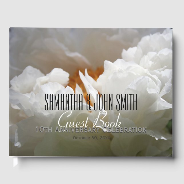 10:e Bröllop-årsdagen för Party, Peony Guest Bok (Framsida)