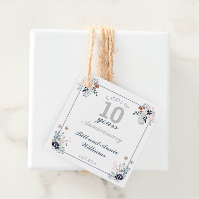 10:e Bröllop-årsjubileet Cheers till 10 år Party Gåvor Etiketter (På plats)