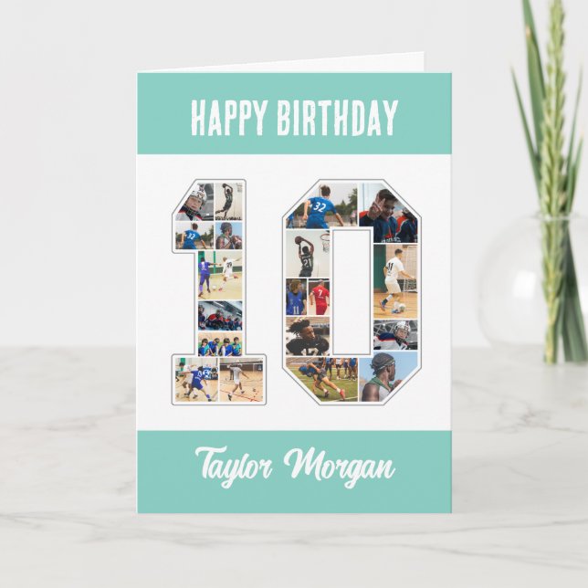 10:e födelsedag 10 Fotokollage Kort (Framsida)