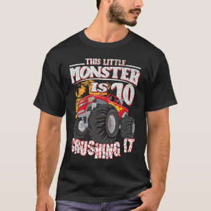10:e födelsedag barn den lilla monstern Lastbil T Shirt