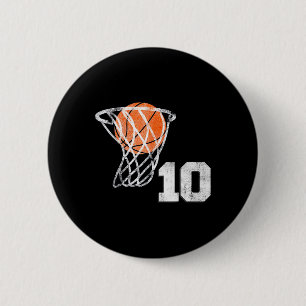 10:e födelsedag Basketboll tio 10 år gamla pojkar Knapp