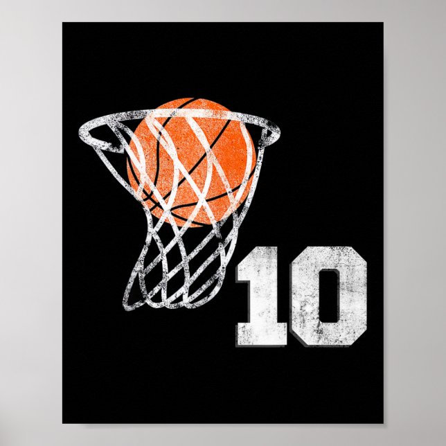 10:e födelsedag Basketboll tio 10 år gamla pojkar  Poster (Framsidan)
