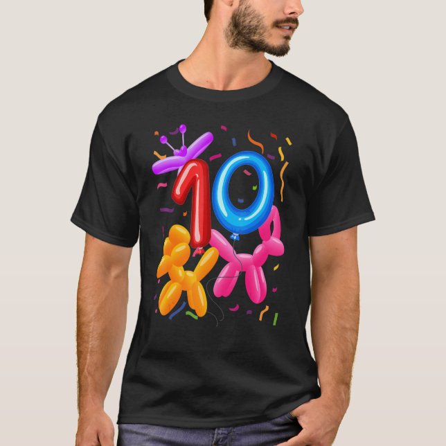 10:e födelsedag Blegon Animals Balloon Théborn T Shirt (Framsida)