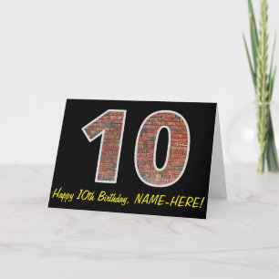 10:e födelsedag - Brick Wall Mönster "10" w/ Namn Kort