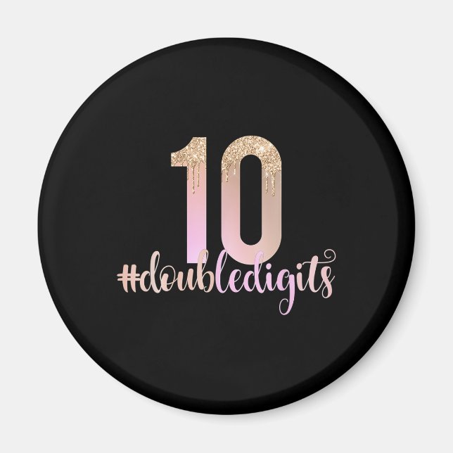 10:e födelsedag Dubbla Digits Girls Peach Ombre Magnet (Framsidan)