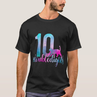 10:e födelsedag Dubblan Siffrar Girls 10 katt T Shirt