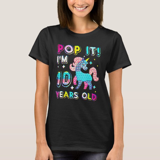 10:e födelsedag Fidget Leksak Pop Birthday Girl 10 T Shirt (Framsida)