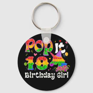 10:e födelsedag Fidget Leksak Pop it Birthday Girl Nyckelring