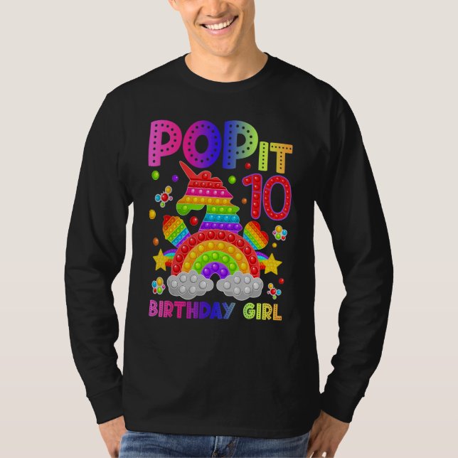 10:e födelsedag Fidget Leksak Pop it Birthday Girl T Shirt (Framsida)