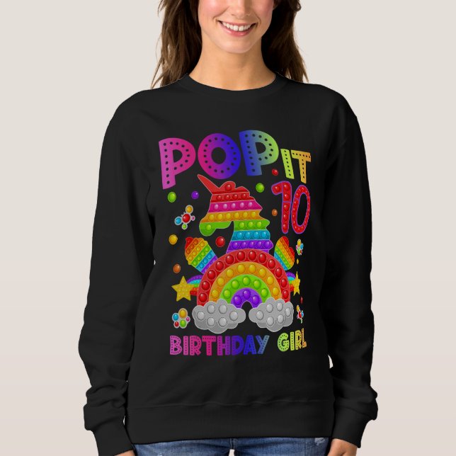 10:e födelsedag Fidget Leksak Pop it Birthday Girl T Shirt (Framsida)