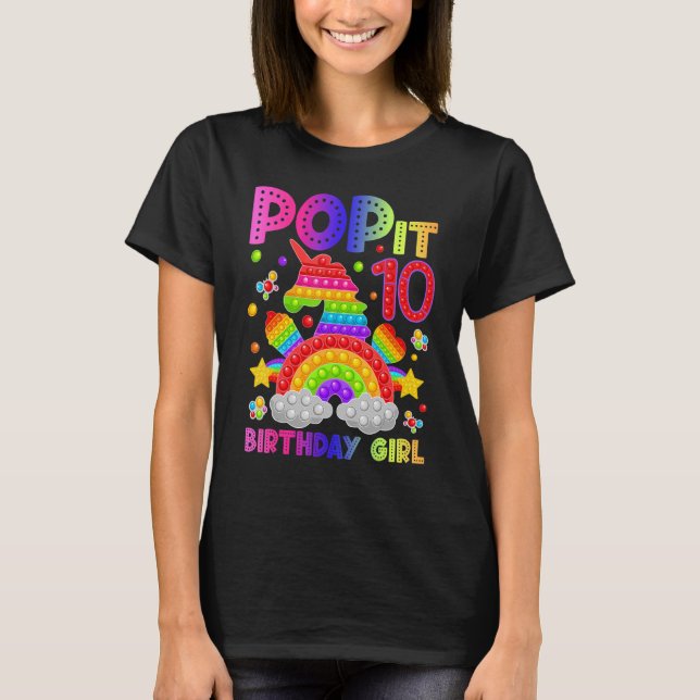 10:e födelsedag Fidget Leksak Pop it Birthday Girl T Shirt (Framsida)