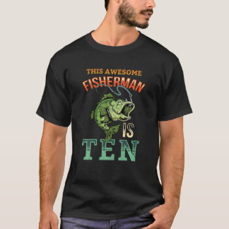 10:e födelsedag Fiske efter fisk av arten Bass Par T Shirt