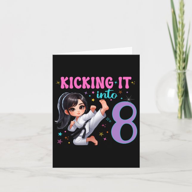 10:e födelsedag Flickmartialkonst Party Karate Tae Kort (Framsida)
