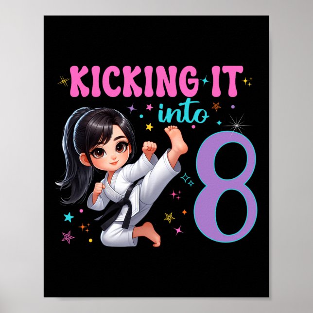 10:e födelsedag Flickmartialkonst Party Karate Tae Poster (Framsidan)