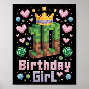 10:e födelsedag Flickr Shirt Gaming Pixel Party 10 Poster