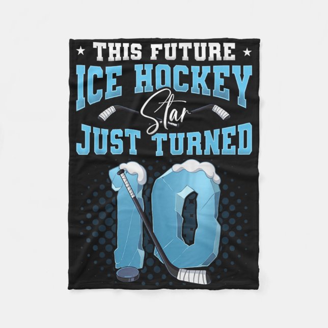 10:e födelsedag Ice Hockey Fleecefilt (Framsidan)