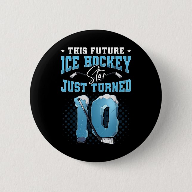 10:e födelsedag Ice Hockey Knapp (Framsida)