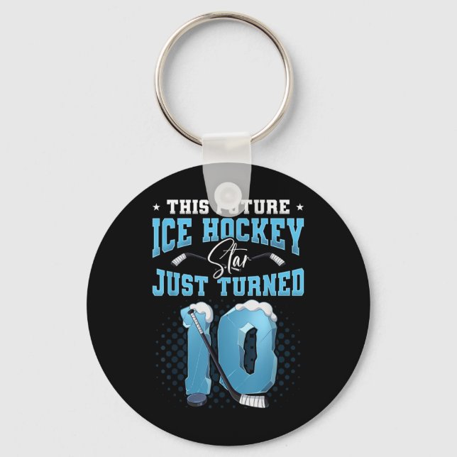 10:e födelsedag Ice Hockey Nyckelring (Framsida)