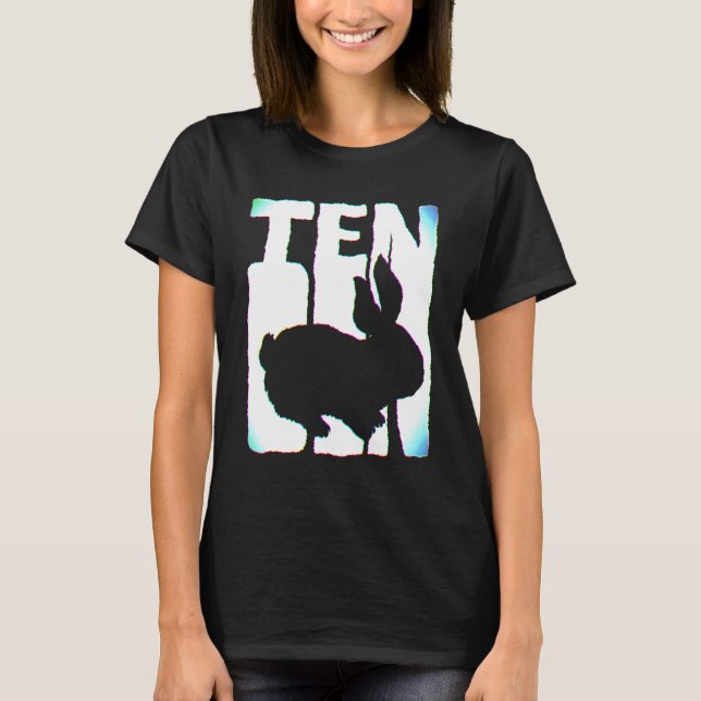 10:e födelsedag Kanin Fläkt 10 år gammal flicka T Shirt (Framsida)