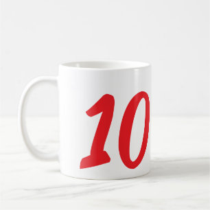 10:e födelsedag lägg till röd mall för namn-datum kaffemugg