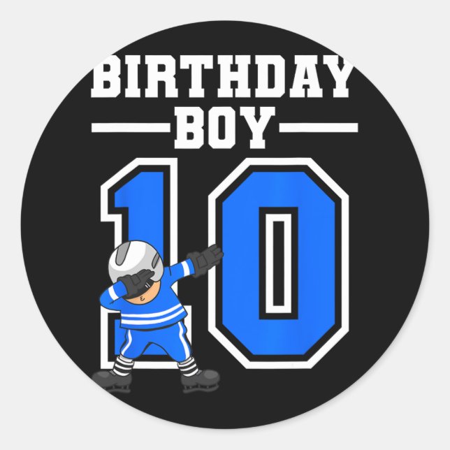 10:e födelsedag med tio Vintagar Hockey Birthday 1 Runt Klistermärke (Framsida)