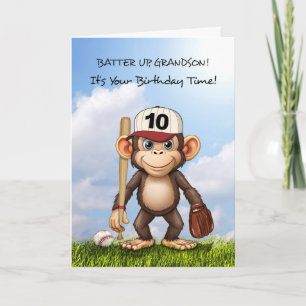 10:e födelsedag Morson Baseball Monkey Fladdermus Kort