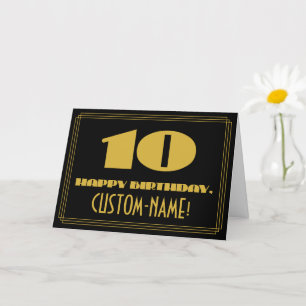 10:e födelsedag: Namn + Art Deco Inspired ser ut s Kort