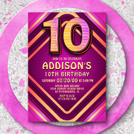 10:e födelsedag Neon-inbjudan Inbjudningar