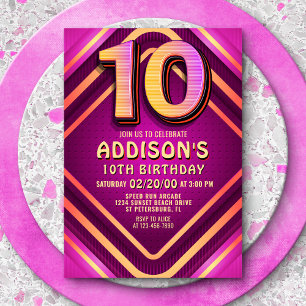10:e födelsedag Neon-inbjudan Inbjudningar
