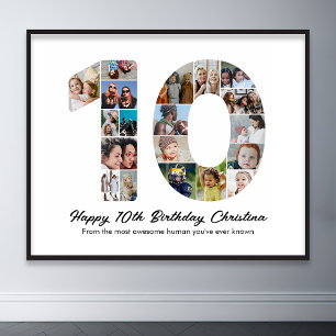 10:e födelsedag nummer 10 Fotokollage Bild Poster