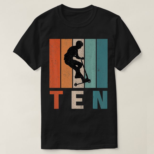 10:e födelsedag: Retro Gift Stunt Scooter Boys Kid T Shirt (Design framsida)