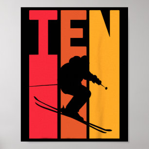 10:e födelsedag Retro Ski Älskare Skier 10 år O Poster