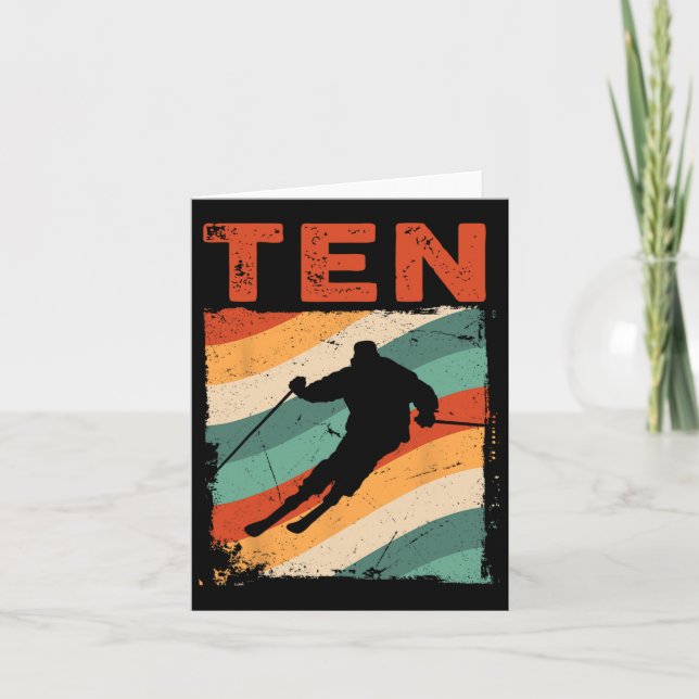 10:e födelsedag: Retro Ski Skiing 10-åriga pojkar  Kort (Framsida)