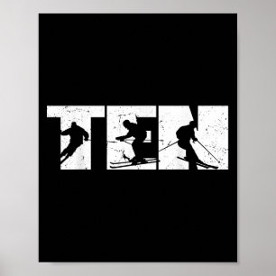 10:e födelsedag: Retro Ski Skiing 10-åriga pojkar Poster