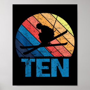 10:e födelsedag: Retro Ski Skiing 10-åriga pojkar Poster