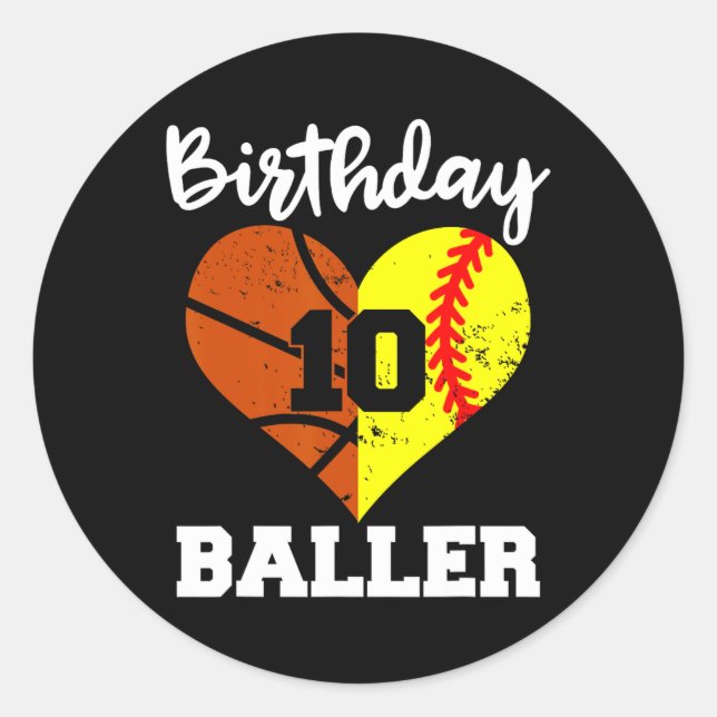 10:e födelsedag, Roligt 10 år gammal softbollflask Runt Klistermärke (Framsida)