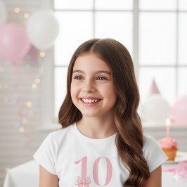 10:e födelsedag Rosa Bow T-Shirt